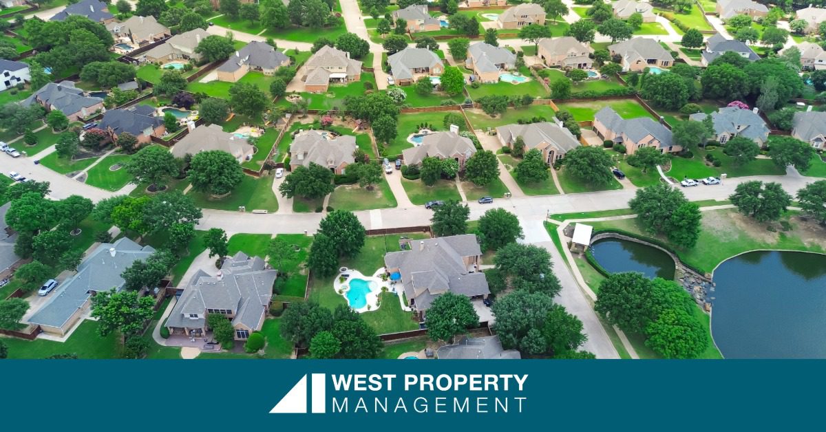 Up down look at a suburban neighborhood